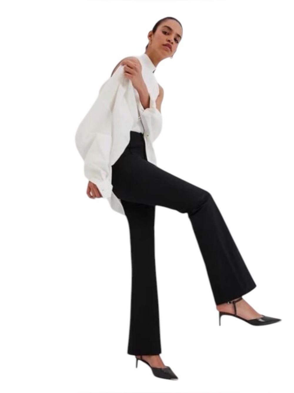 NEW Gap Black Flare High Rise Stretch Pintuck Pleat Dress Pants size 10 #455131